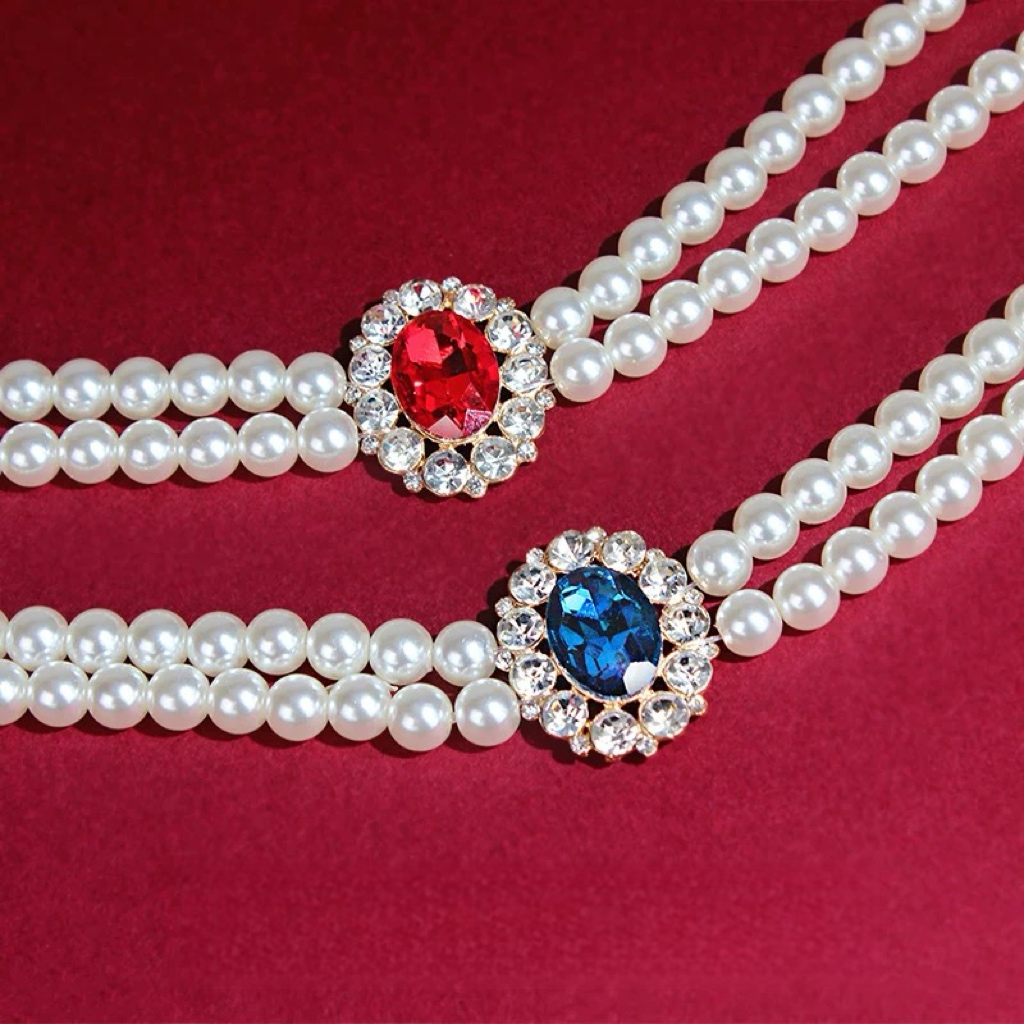 The "Timeless Heritage" Multi-Gemstone Pearl Necklace Series - Ruby / Sapphire