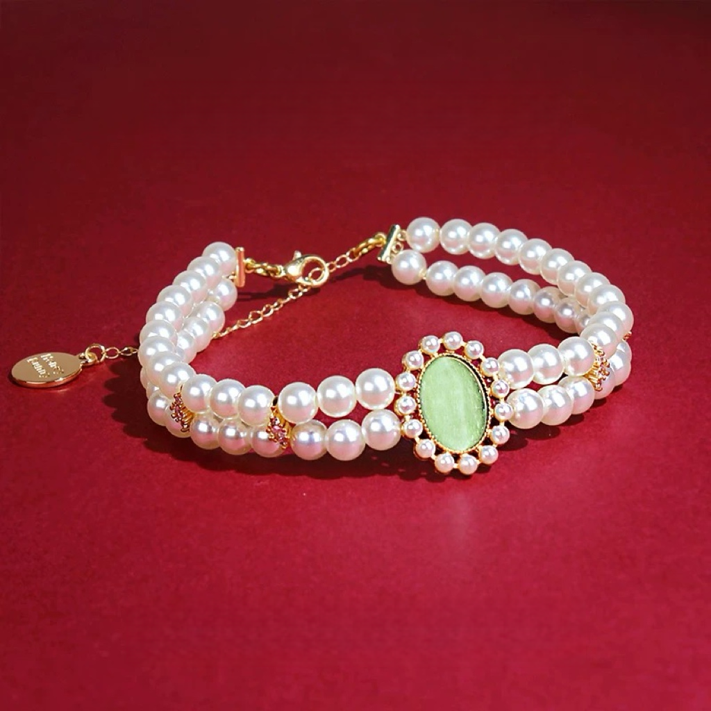 The "Timeless Heritage" Multi-Gemstone Pearl Necklace Series-Green Zircon / Blue Zircon Edition