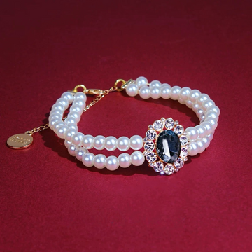 The "Timeless Heritage" Multi-Gemstone Pearl Necklace Series -Grey Diamond