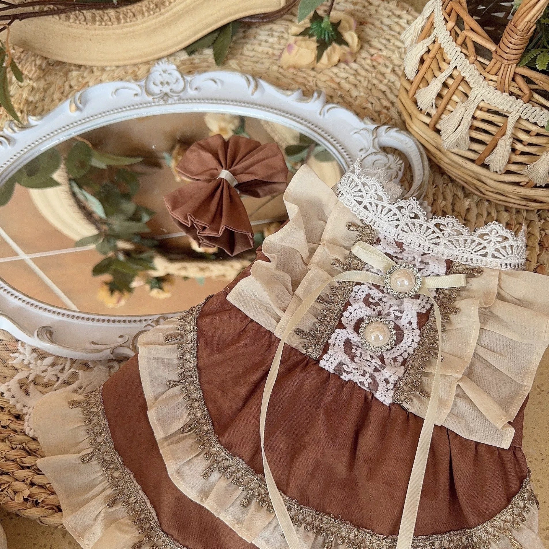Pearl Baroque-Buttoned Dress